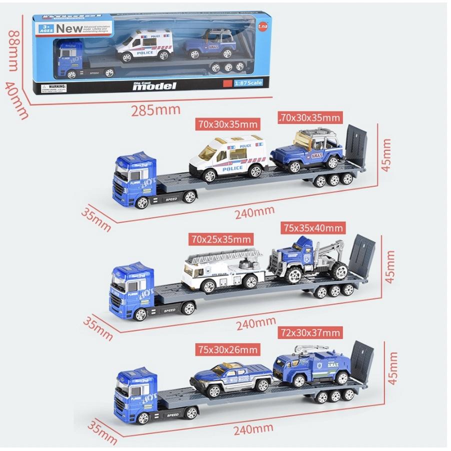 Mô hình xe đầu kéo hợp kim, Bộ xe đầu kéo container, Trực thăng, Xe cứu hỏa, Xe cảnh sát, Xe công trình
