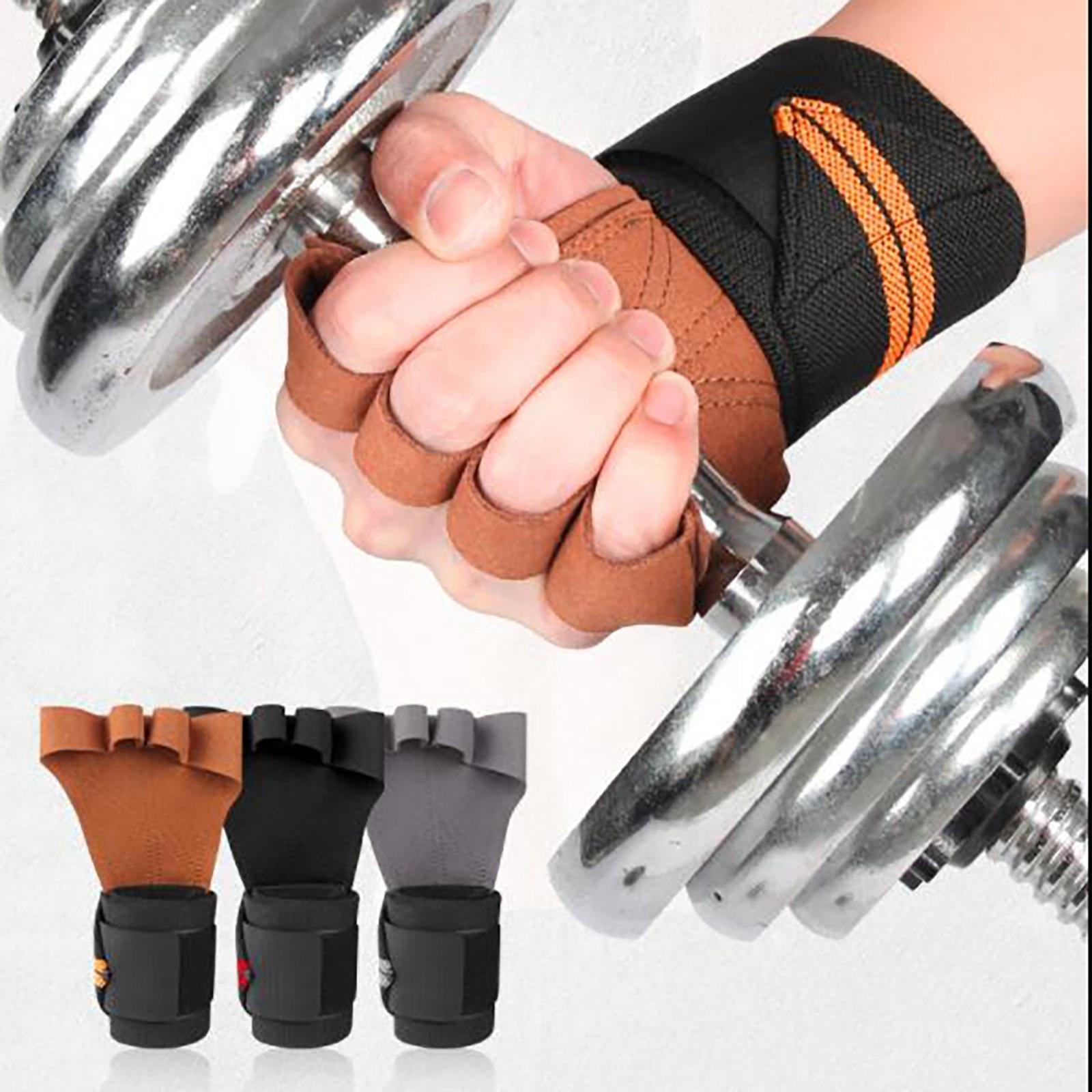 Weight Lifting Hand Grips Workout Pads with with Adjustable Wrist Support Wraps for Power Lifting Pull Up Fitness Gym