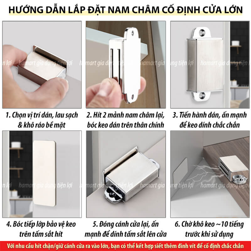 Nam Châm Cửa Ra Vào Keo Dán 3M Bản Lớn Chốt Chặn Giữ Cố Định Ngăn Kéo Tủ Quần Áo Hút Siêu Mạnh
