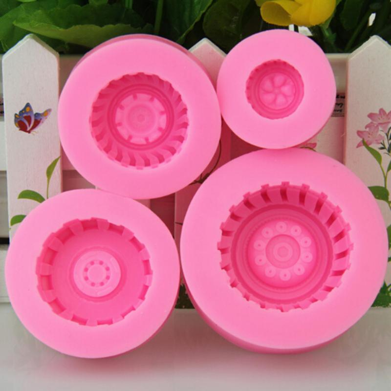 4 Silicone Lốp Xe Bánh Fondant Khuôn Làm Bánh Chocolate Cookies Khuôn Mẫu Máy Nướng Nhà Bếp Làm Bánh Trang Trí Dụng Cụ Phụ Kiện