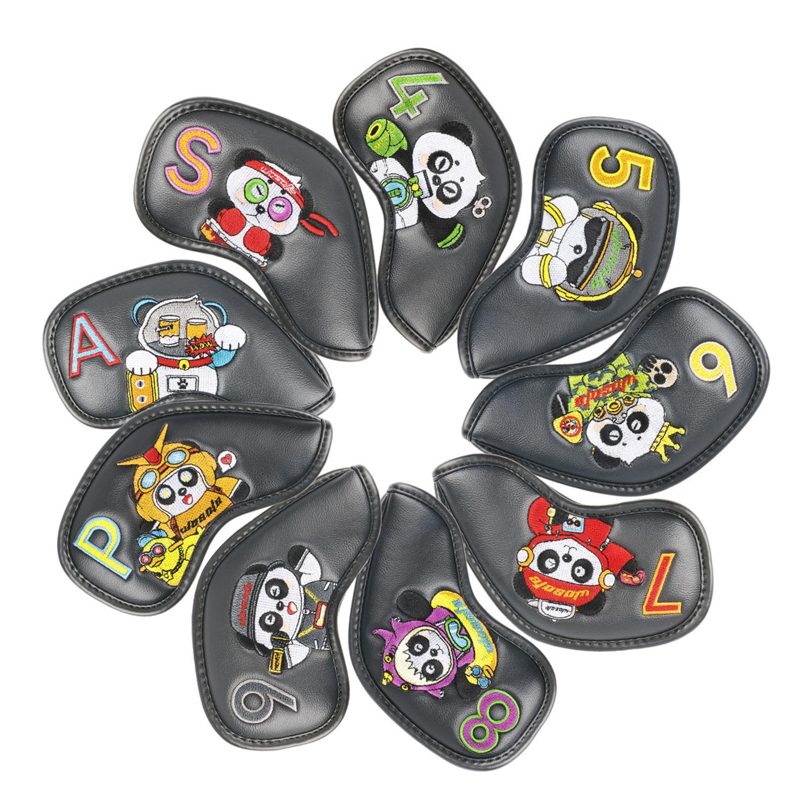 9x Golf Iron Headcovers Club Head Cover Protection Guard Men Gift PU Waterproof Embroidery Number Outdoor Sports Protective Headcover Sleeve