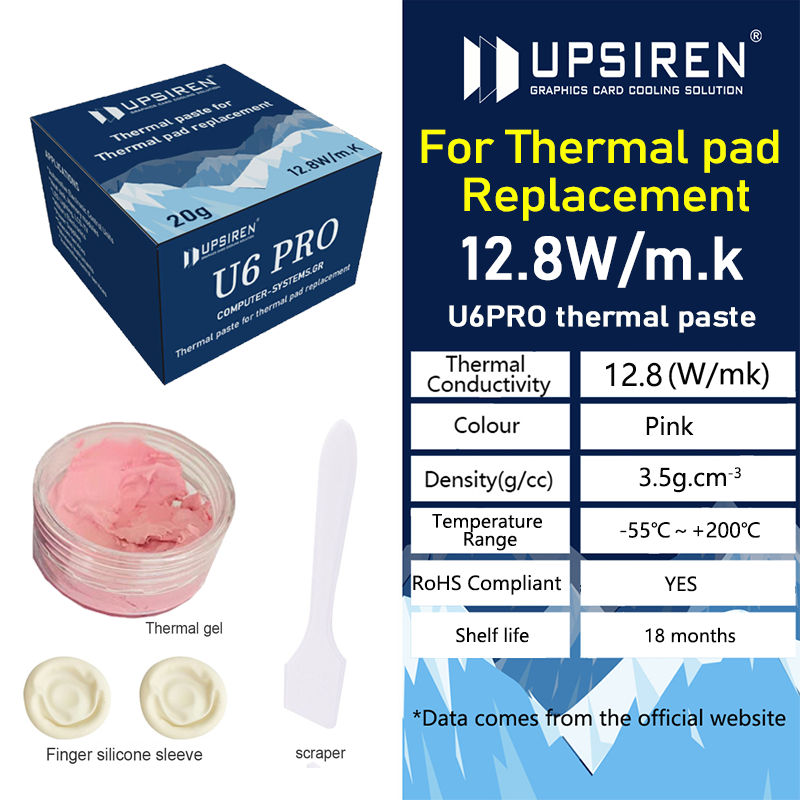 UPSIREN U6 PRO Keo Tản Nhiệt Cho VGA GPU Bộ Vi Xử Lý Làm Mát Nhanh Miếng Tản Nhiệt Thay Thế Keo Tản Nhiệt Hiệu Suất Cao