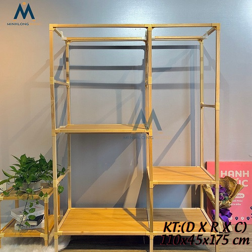 Tủ Treo Quần Áo Minhlongwood M32 - Tủ Kệ Gỗ Treo Quần Áo - Trang Trí Nội Thất - Màu Gỗ Tự Nhiên