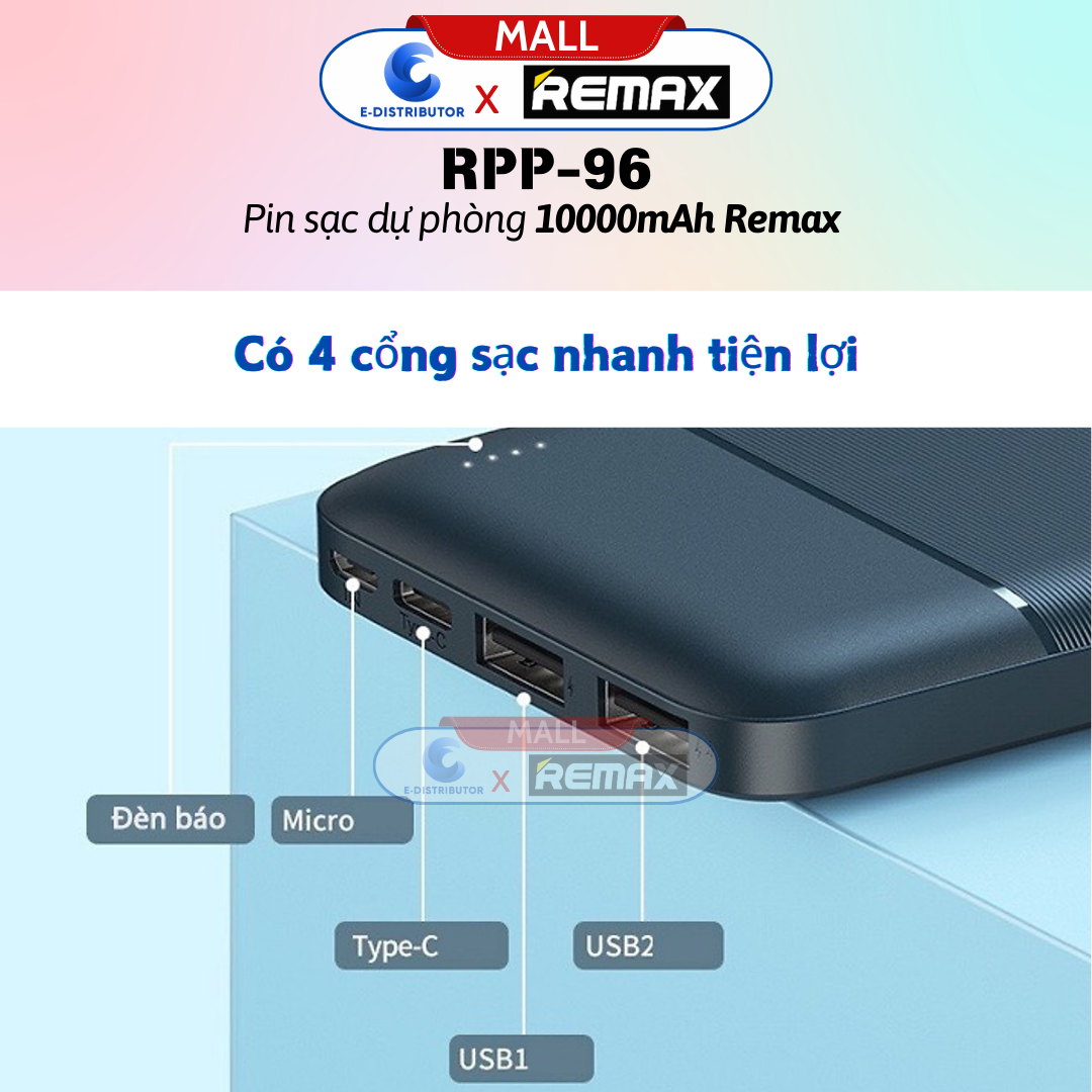 Hình ảnh Pin sạc dự phòng 10000mah Remax RPP-96 - Hàng Chính Hãng - Bảo Hành 12 Tháng