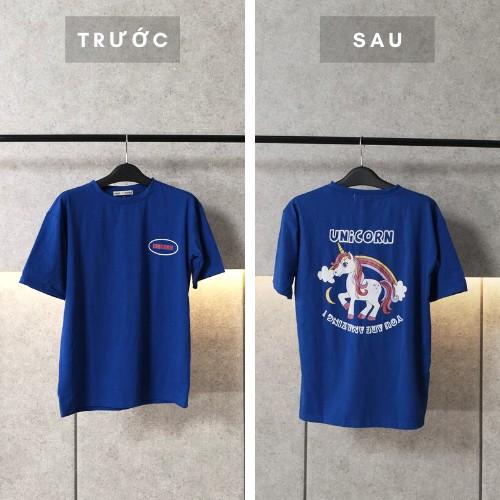 Áo thun tay lỡ nam nữ, Áo thun unisex form rộng Unicorn vải Cotton co giãn 4 chiều