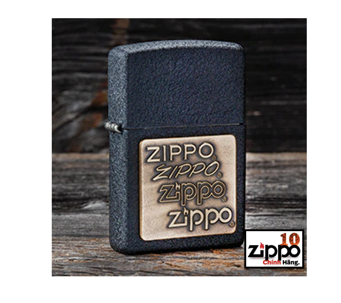 Bật lửa ZIPPO 363 Pewter Emblem (ốp xám)/362 Black Crackle (ốp vàng) - Chính Hãng 100