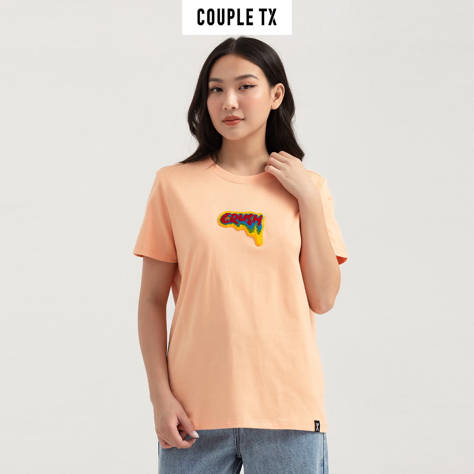 COUPLE TX - Áo Thun Nữ Valentine Regular Fit Thêu Xù Crush WTS 2240