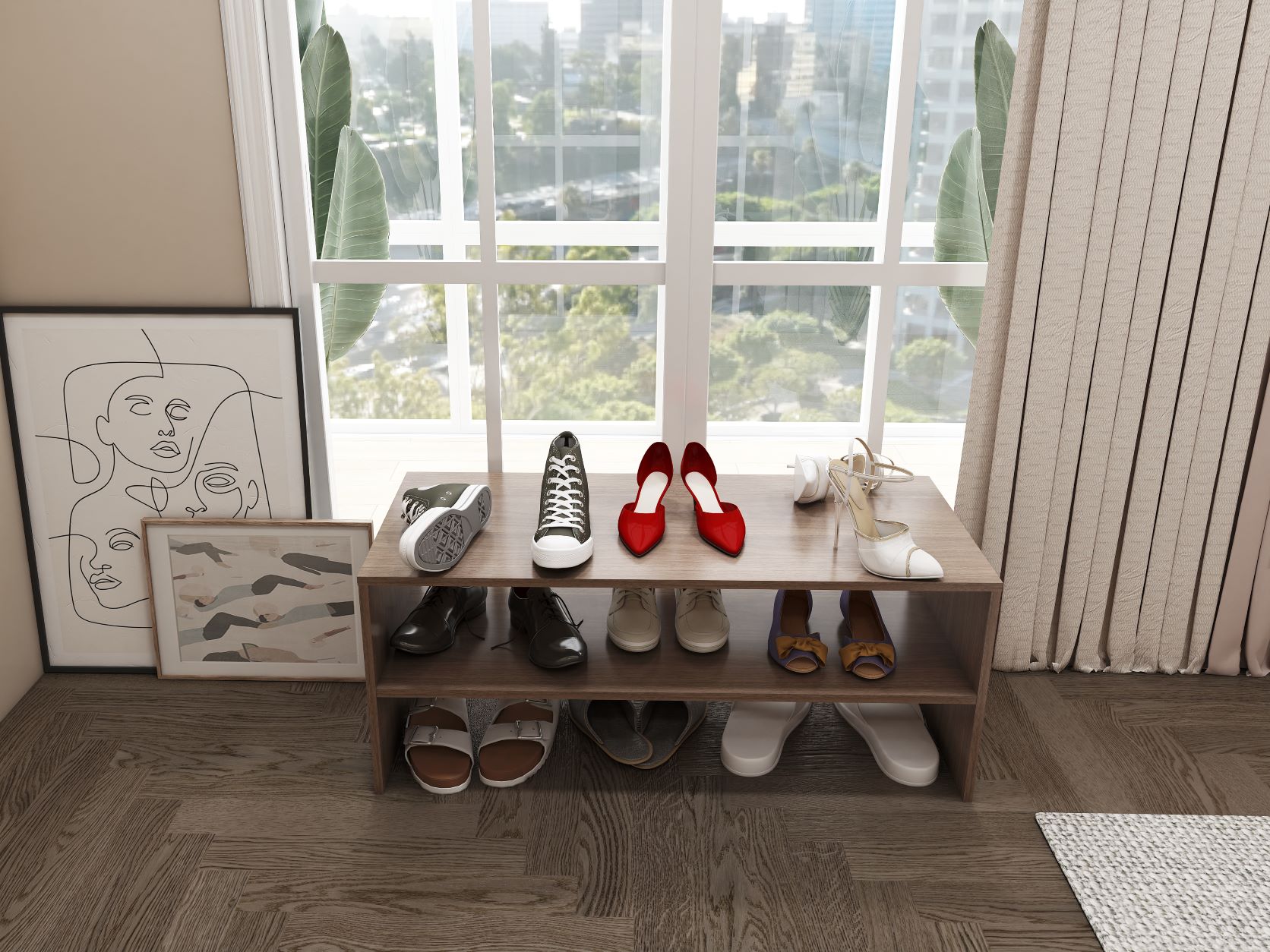KỆ ĐỰNG GIÀY DÉP GỖ AN CƯỜNG ĐÁNH BÓNG PHỦ MELAMINE CHỐNG ẨM, CHỐNG TRẦY XƯỚC DẠNG 2 TẦNG - 3703 - NỘI THẤT JY