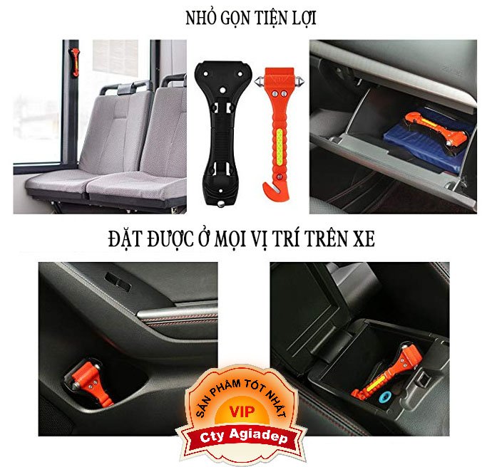 Búa đập kính oto, Búa cứu hộ phá kính thoát hiểm trường hợp nguy cấp - Phụ kiện mọi xe hơi Huyndai, Toyota,mitsubishi,..