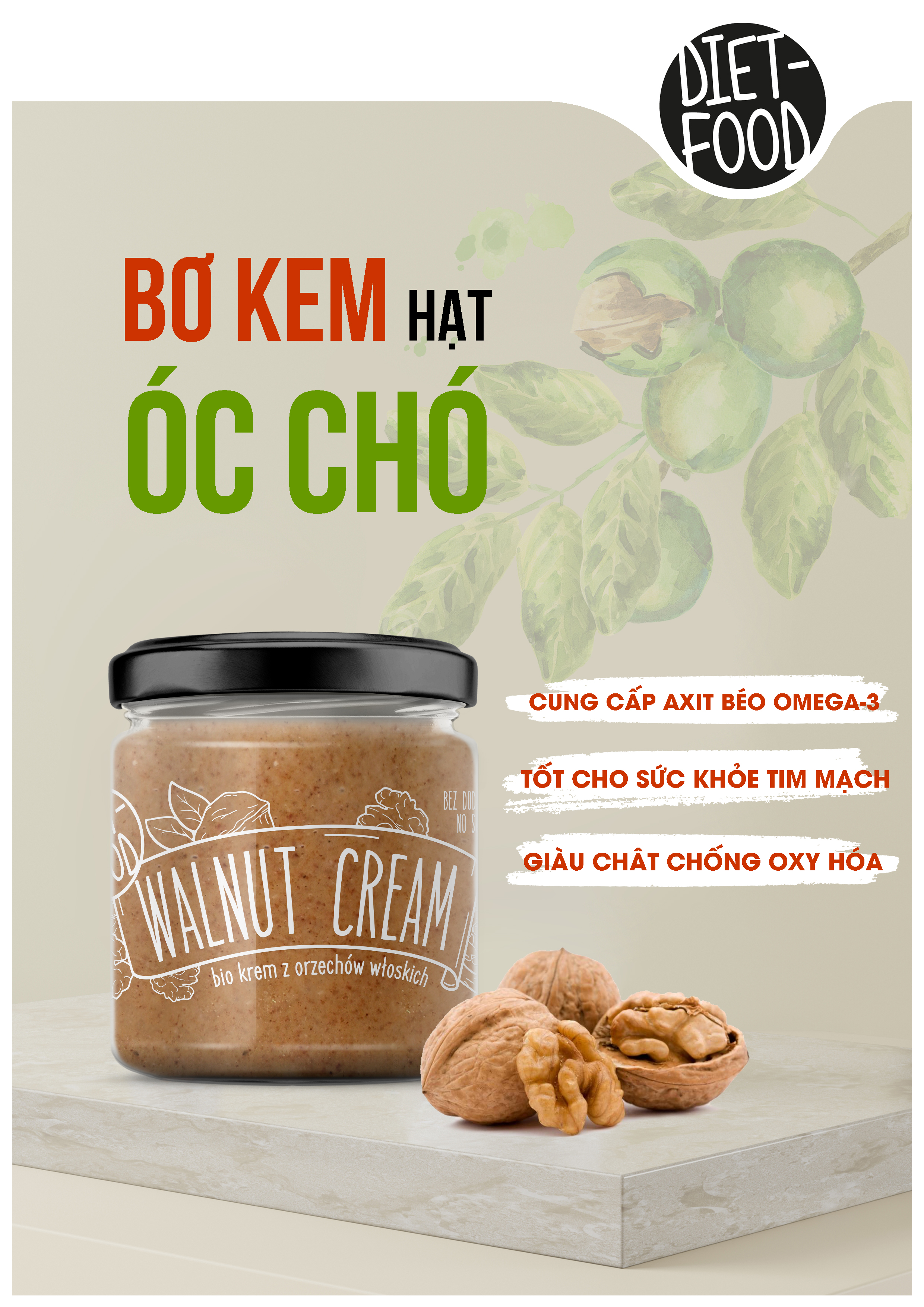 Bơ Kem Hạt Óc Chó Hữu Cơ 200g Organic Walnut Cream