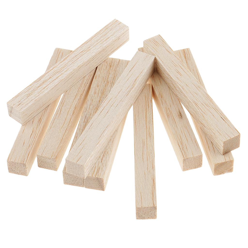 2xBalsa Wood Stick Unfinished Woodcraft Square Stick Dowel Rod 80mm 10 Pieces
