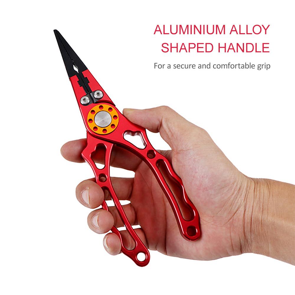 Aluminium Fishing Pliers Hook Remover Pliers Fish Holder Split Ring Tool Clip Clamp Line Cutter with Lanyard Storage Bag