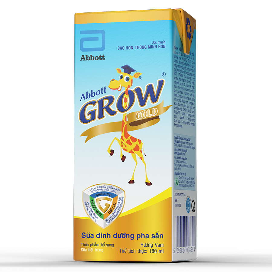 Lốc 04 Hộp Sữa Nước Abbott Grow Gold 180ml