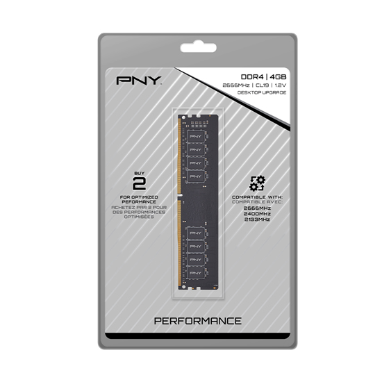 Bộ nhớ RAM PC PNY DDR4 4GB 2666MHz CL19 1.2V (MD4GSD42666-TB) - Hàng Chính Hãng