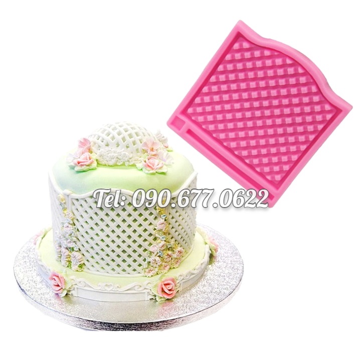 Khuôn silicone làm viền bánh, rau câu, fondant hình ren vuông đan xen - Mã số 1650