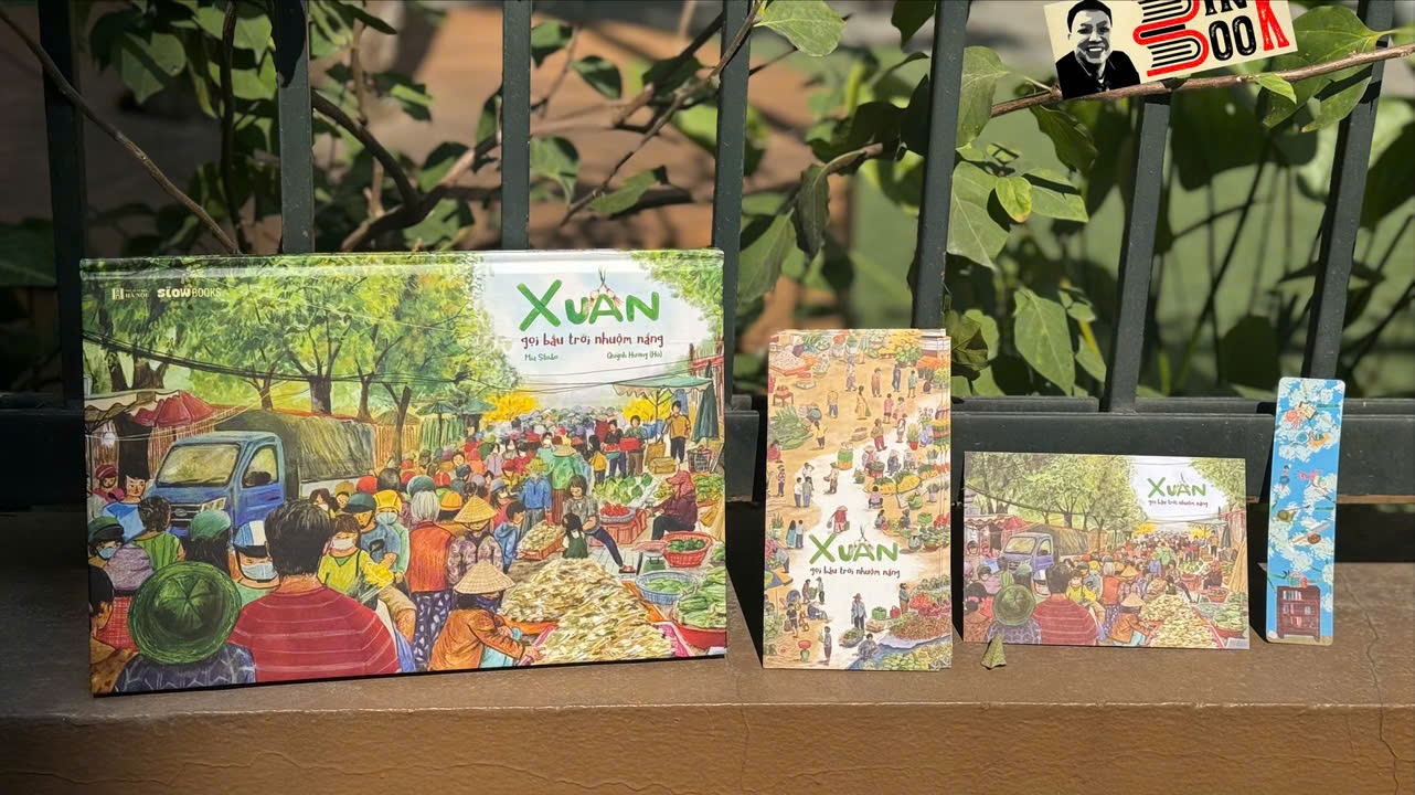 (Tặng kèm tập 5 lì xì, 1 thiệp, 1 bookmark) (Bìa cứng, In màu) XUÂN GỌI BẦU TRỜI NHUỘM NẮNG - Quỳnh Hương, Mía Studio - Slowbooks