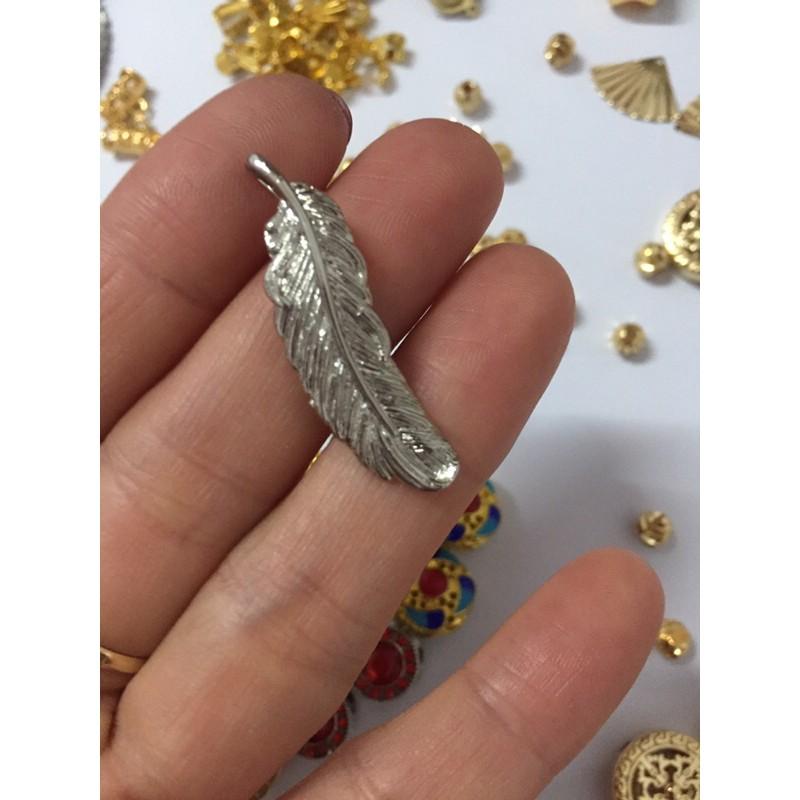 Charm lông vũ may mắn bạc 925 cao cấp làm vòng handmade