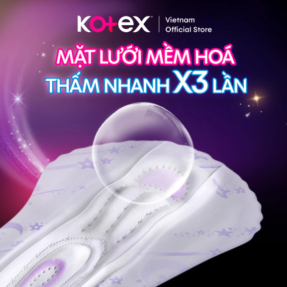 Combo 4 Gói Băng vệ sinh Kotex Siêu Ban Đêm Mới MẶT LƯỚI MỀM HÓA 35cm 8 miếng