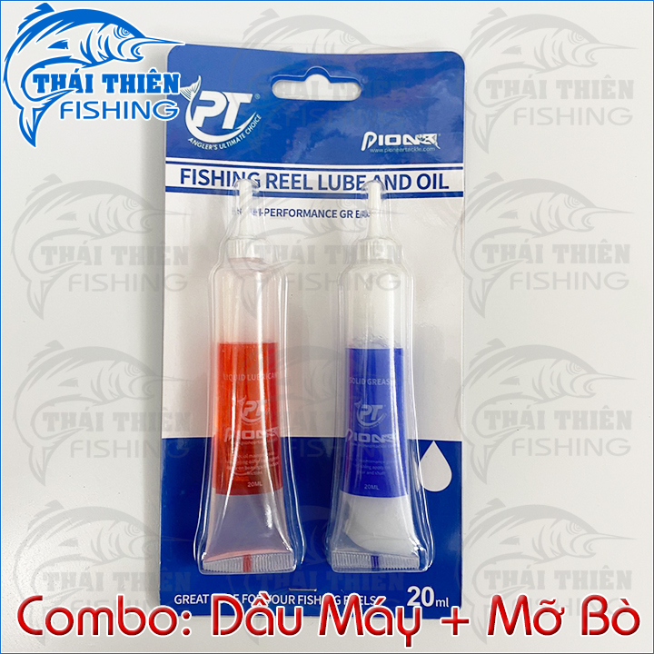 Combo 2 Chai Dầu Máy Mỡ Bò Pioneer Dùng Bôi Trơn Bánh Răng Nhông Bạc Đạn Bảo Dưỡng Các Loại Máy Câu Cá Đứng, Ngang