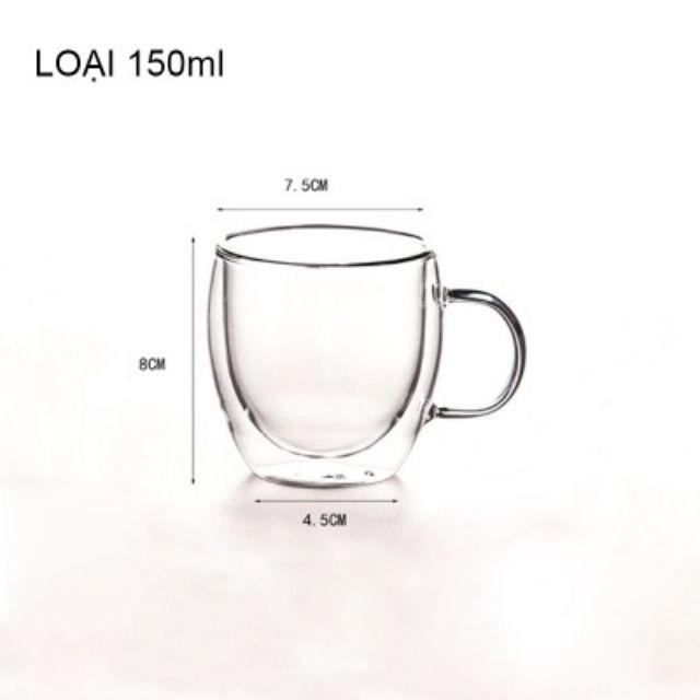 CỐC THỦY TINH 2 LỚP GIỮ NHIỆT UỐNG TRÀ VÀ CAFÉ, CÓ TAY