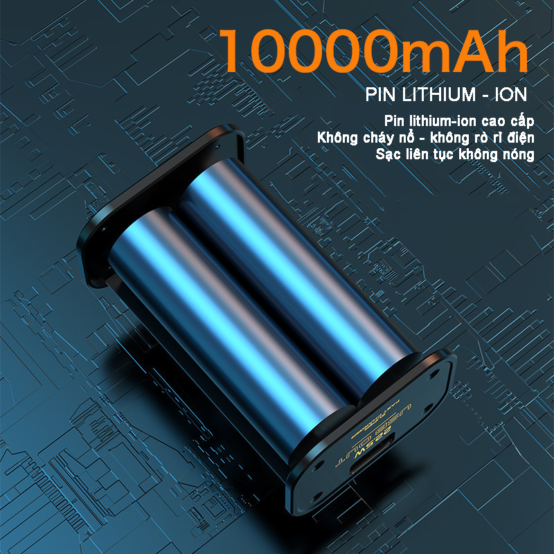 Sạc dự phòng trong suốt Ky 10000mAh hỗ trợ sạc nhanh PD20W QC22.5W tích hợp màn hình led thông minh hiển thị dung lượng pin