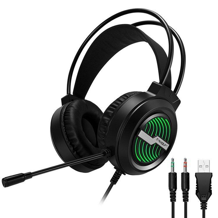 Headphone Gaming T-WOLF H130 -Led  Game 5.1Chính hãng (2 Jack cắm 3.5mm)