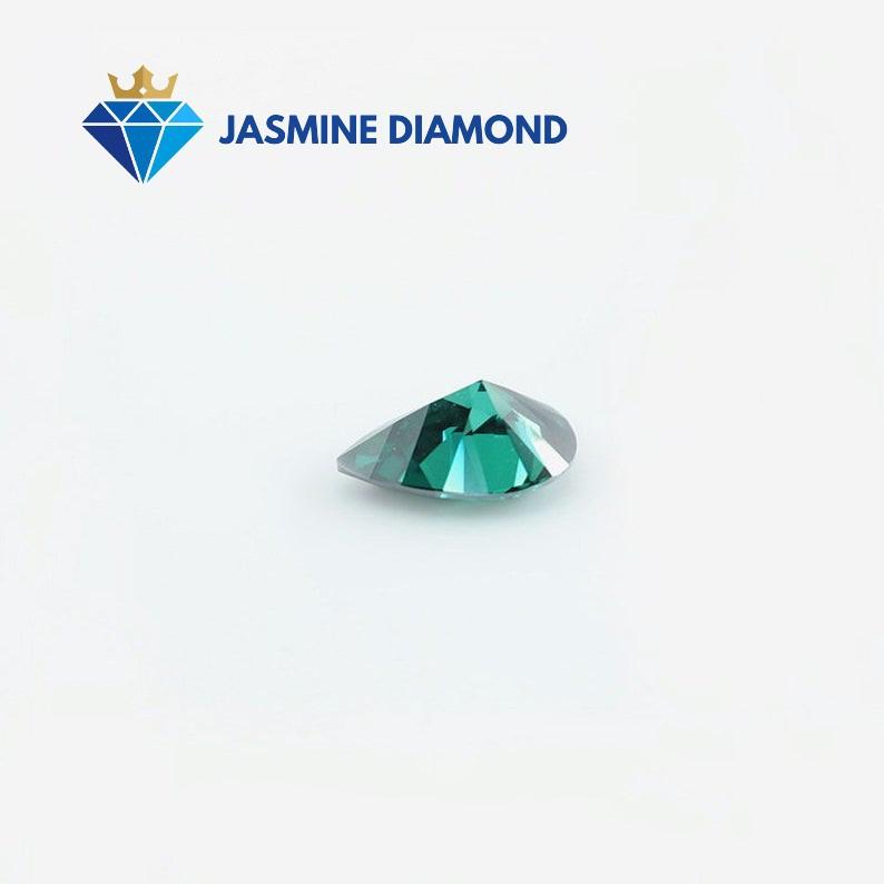 Kim cương nhân tạo Mỹ Moissanite giác cắt Pear màu xanh lá