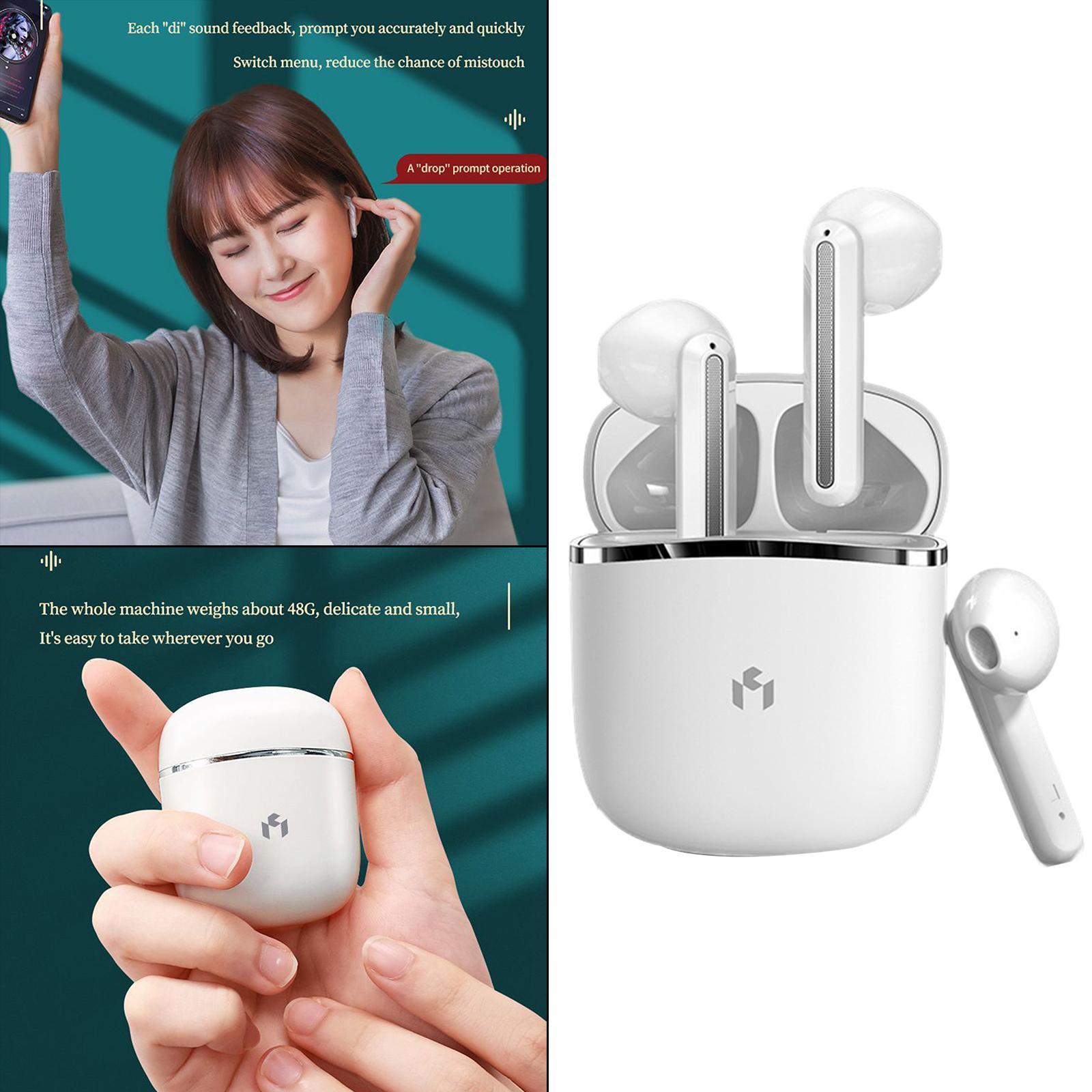 Bluetooth Earphone Touch Control Professional Low Latency for Sport - white,