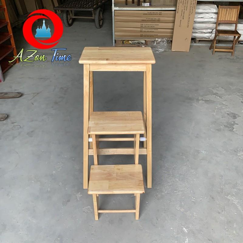Ghế Đa Năng 3 Bậc Xếp Gọn, Ghế Thắp Nhanh Gỗ Cao Su Cao 85cm - Azonshop