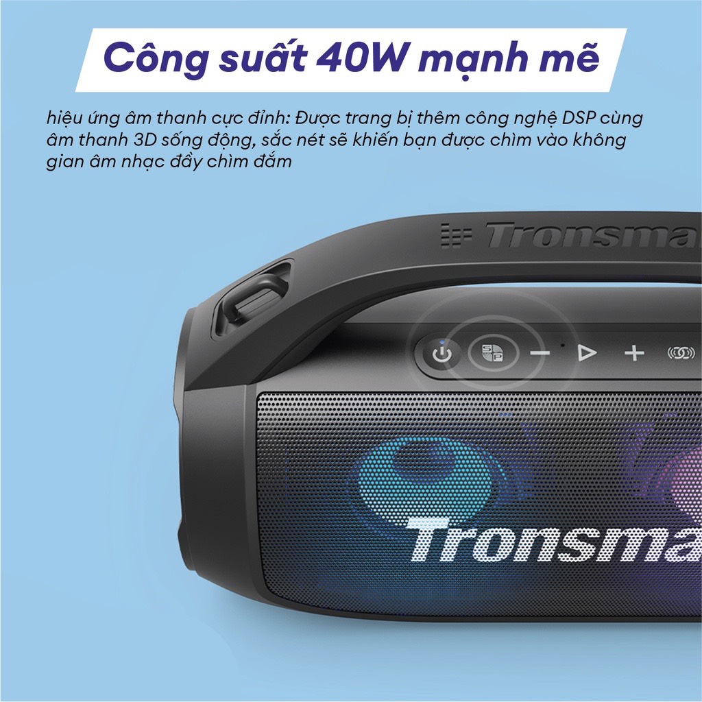 Loa Bluetooth di động TRONSMART BANG SE – Đèn LED - Công suất 40W - Chống nước IPX6 - Hàng chính hãng