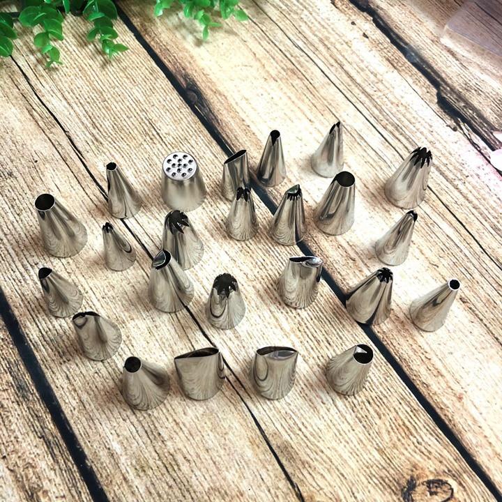Bộ 24 ĐUI DÙ BẮT BÁNH BÔNG KEM TẶNG 100gr túi nilong. Bộ dụng cụ làm BÁNH SINH NHẬT chuyên nghiệp Chất liệu INOX AN TOÀN