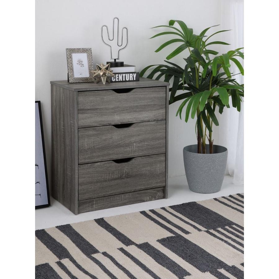 Tủ ngăn kéo gỗ 3 tầng TIANA kiểu dáng đơn giản màu xám cổ điển | Index Living Mall - Phân phối độc quyền tại Việt Nam