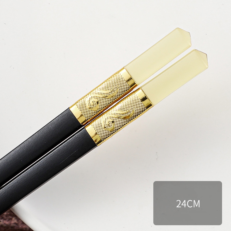 Sét 10 Đôi Đũa Hợp Kim Mạ Vàng Hổ Phách Cao Cấp