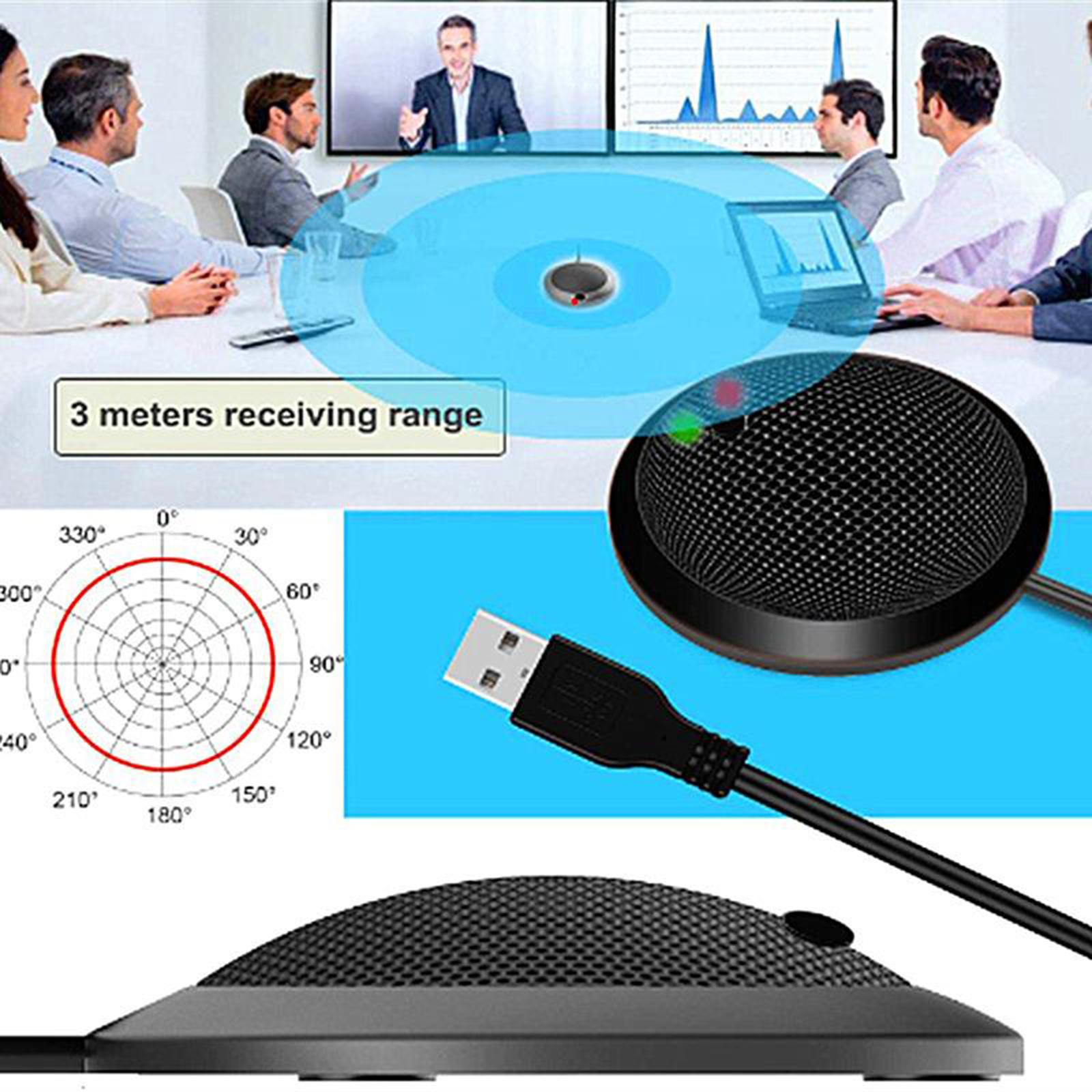 USB Conference Microphone,360° Omnidirectional Condenser PC Microphones with Mute Plug & Play Compatible with Windows for Video Conference,Gaming