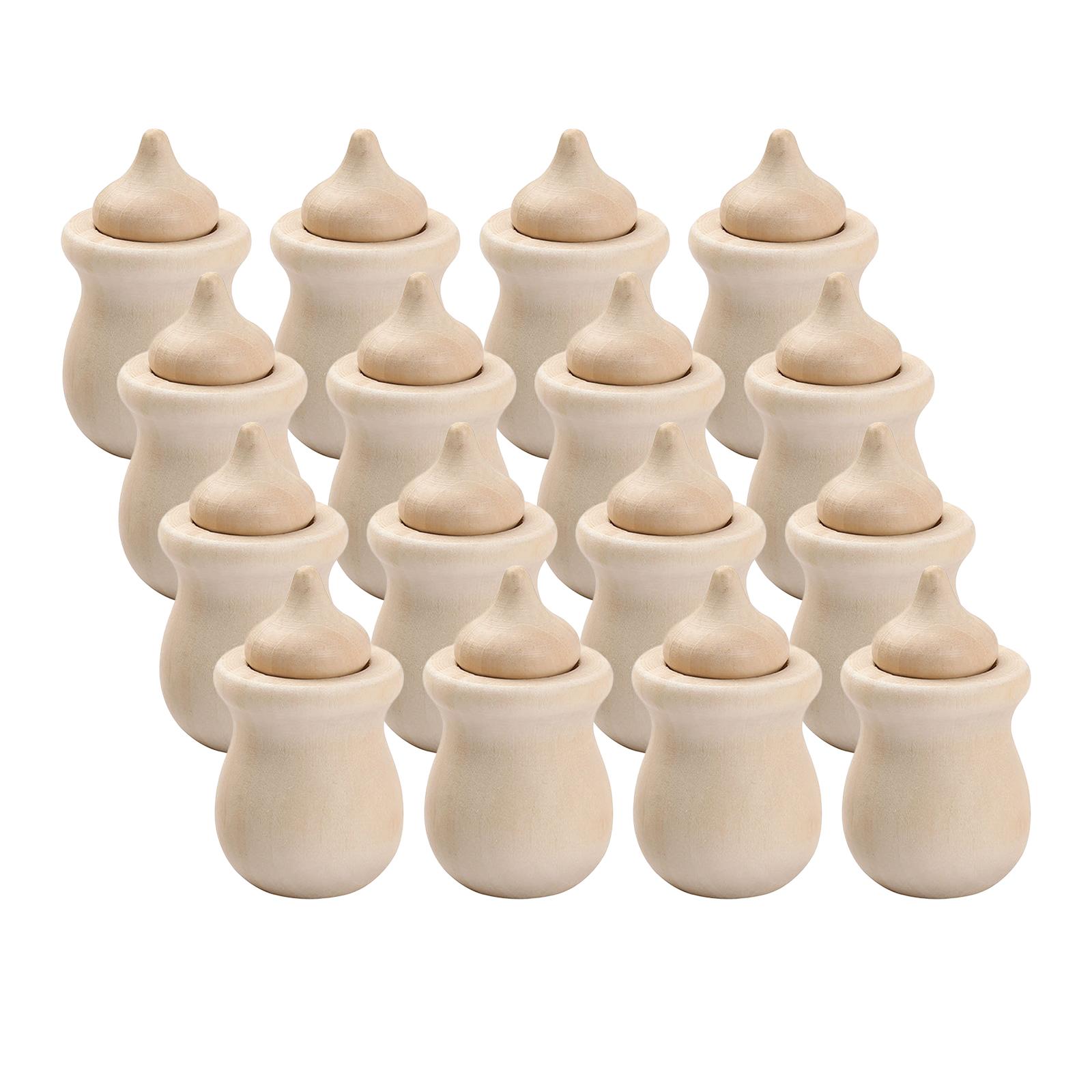 16 Pack Unfinished Wooden Peg Dolls, Peg Acorns, Wooden Shapes, Decorative Peg Doll for Kids DIY Art Craft, Painting, Peg Game, Home Party Decor
