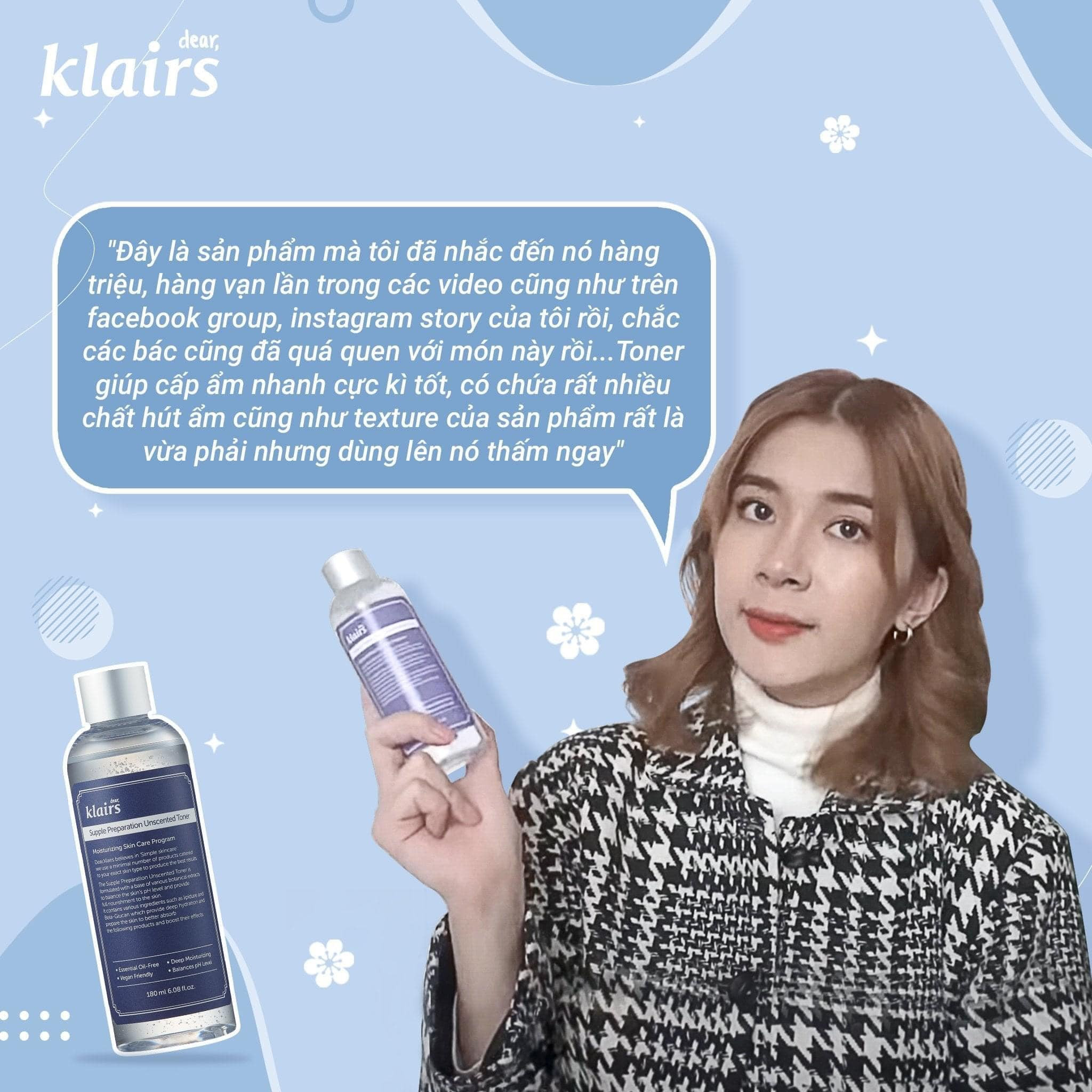 Nước Hoa Hồng Dear Klairs Supple Preparation Unscented, Facial Toner Dưỡng Ẩm Dịu Nhẹ Cho Mọi Loại Da