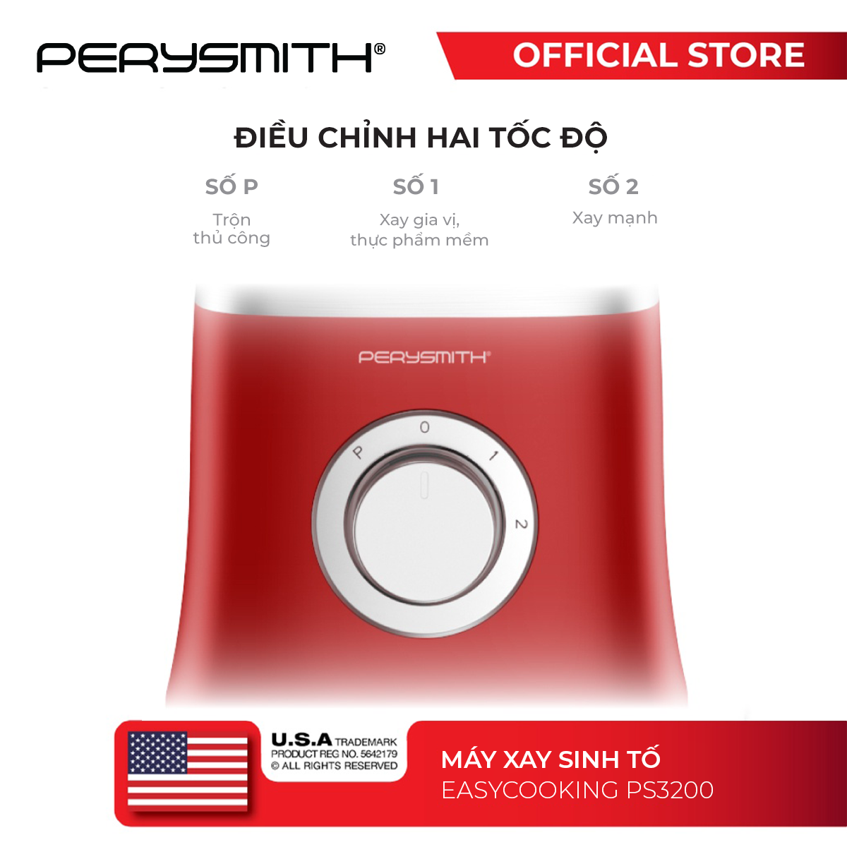 Máy xay sinh tố PerySmith tốc độ cao PS3200 - Hàng Chính Hãng