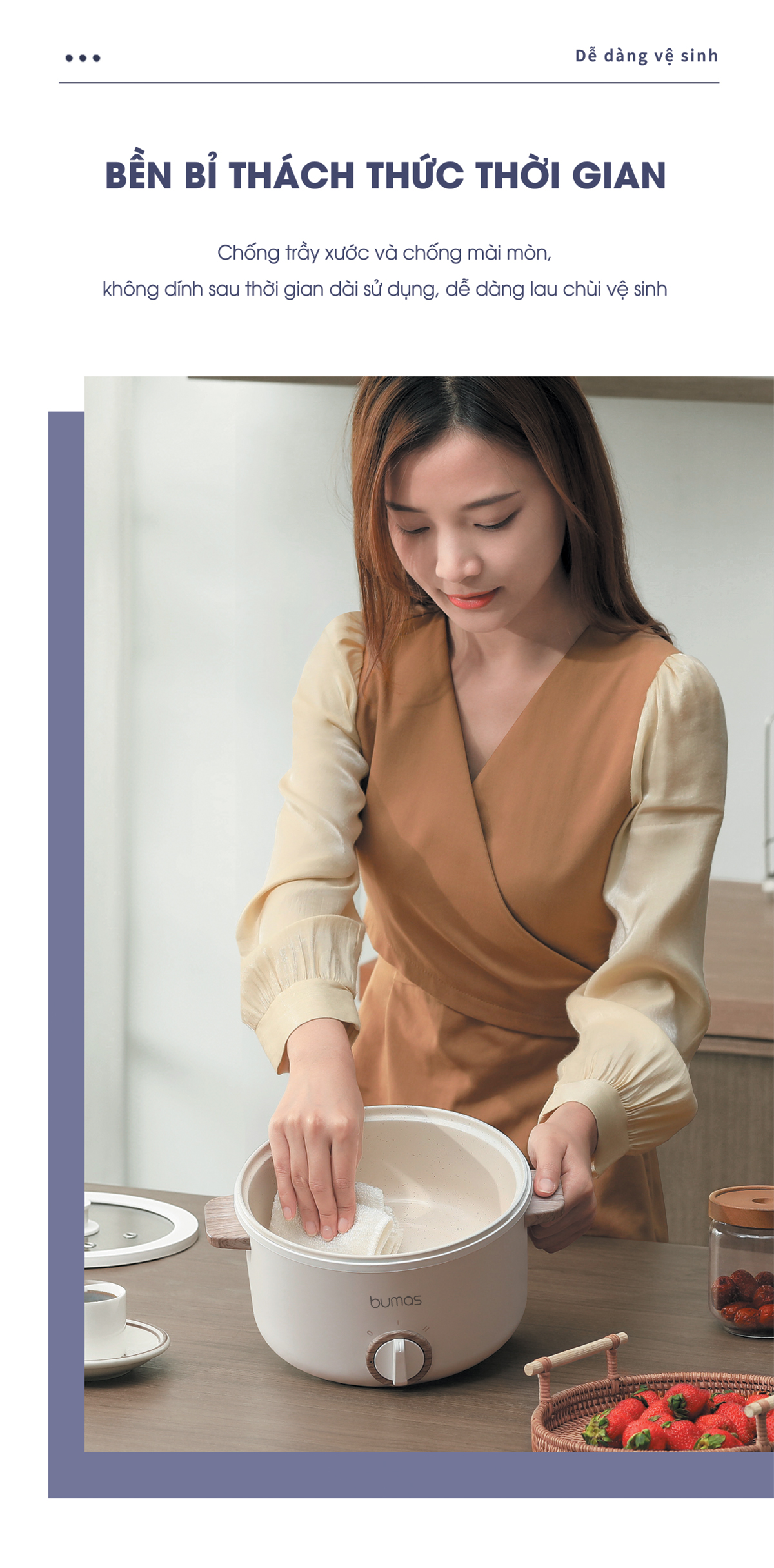 Nồi Lẩu Điện Đa Năng BUMAS K02 - Dung Tích 2.5L, Chống Dính, Nấu Lẩu, Nấu Ăn Đa Năng Cho Gia Đình Hàng chính hãng BUMAS