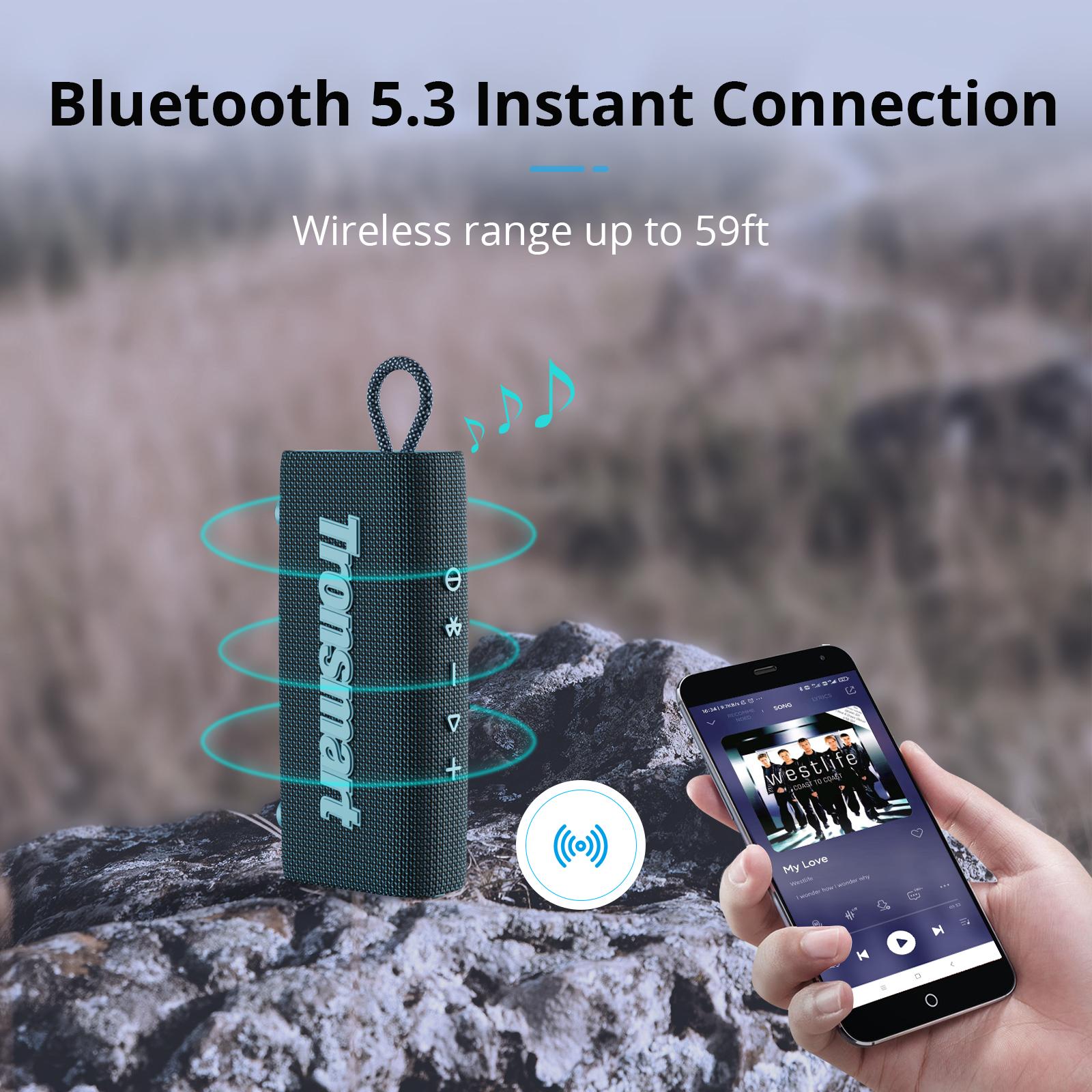 Loa Tronsmart Trip Bluetooth 5.3 Loa di động trình điều khiển kép với khả năng chống nước IPX7, âm thanh nổi không dây đích thực dành cho loa ngoài trời Màu sắc: đỏ chuyến đi