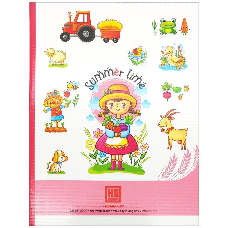 Combo 5 Vở Class Summer Time - 4 Ô Ly 96 Trang 70gsm - Hồng Hà 0308 (Mẫu Màu Giao Ngẫu Nhiên)
