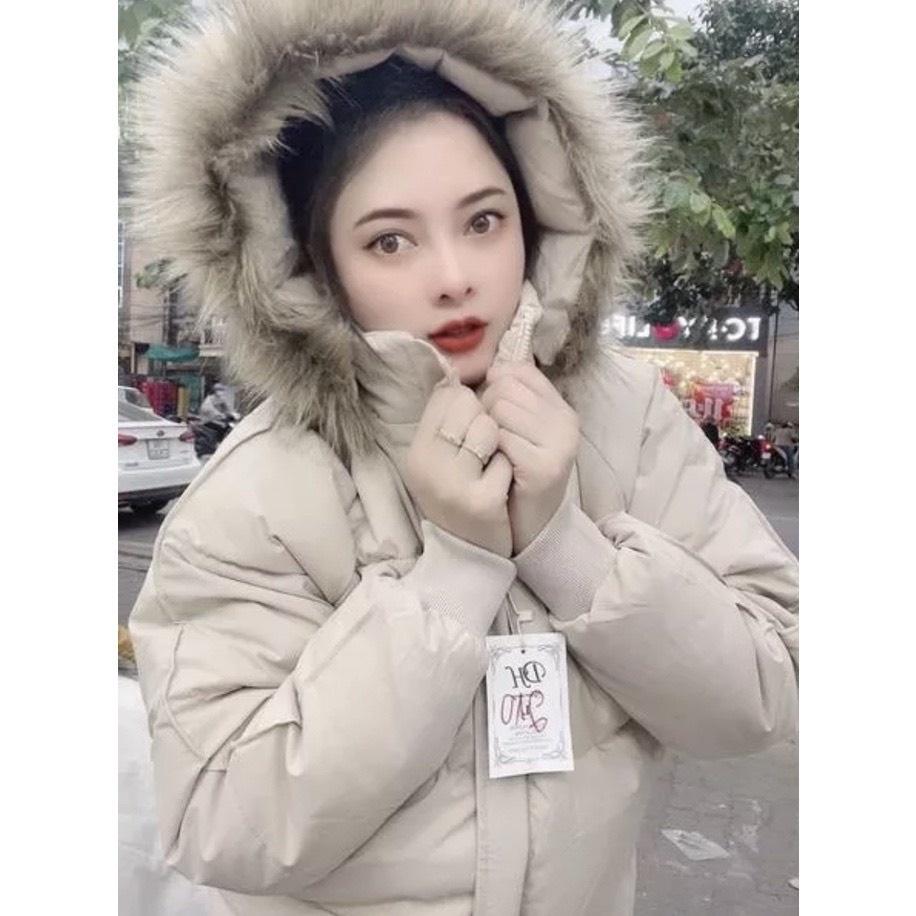 Áo Khoác Phao Mũ Lông Form Rộng, Áo Phao Nữ Đại Hàn Ulzzang
