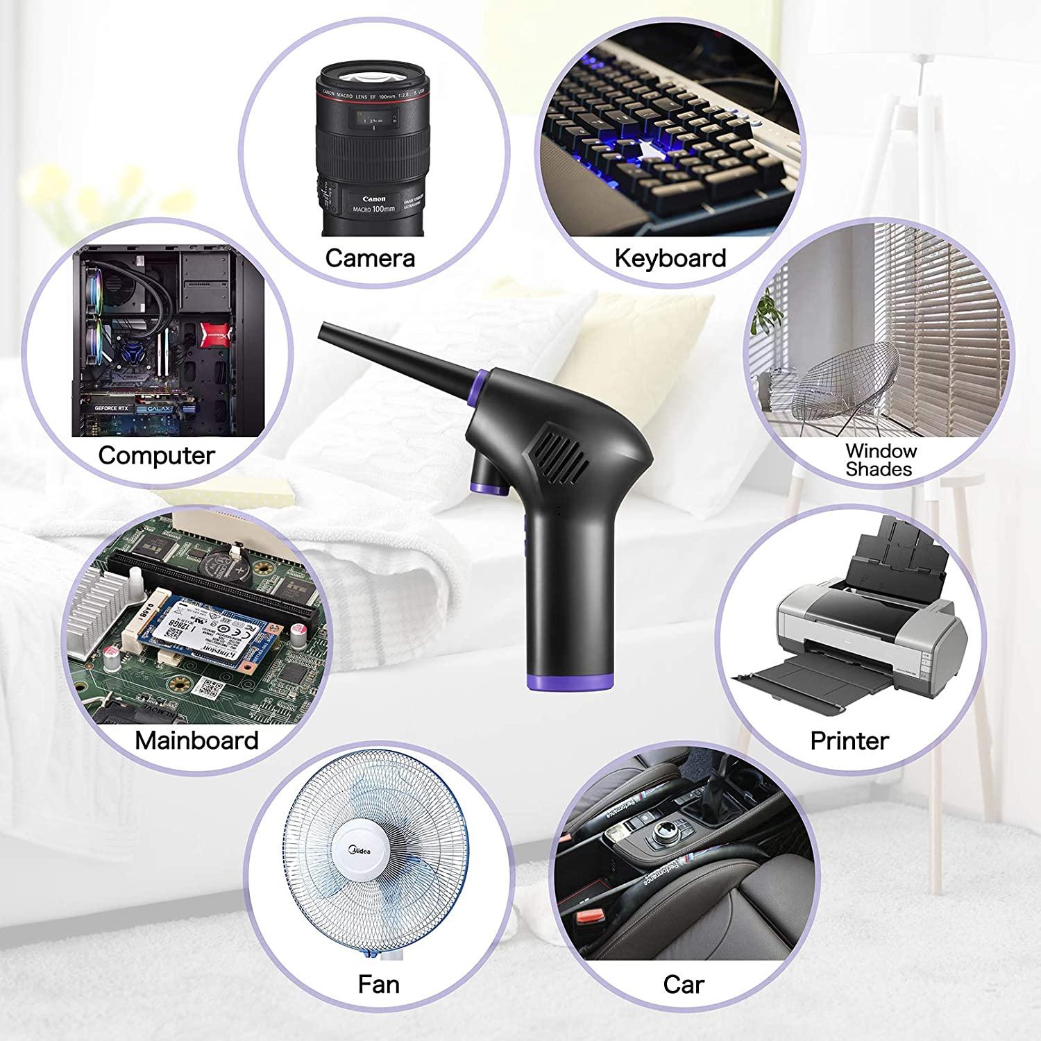 Duster không khí không dây dung tích lớn công suất lớn di động làm sạch máy thổi bụi máy thổi khí nén có thể sạc lại