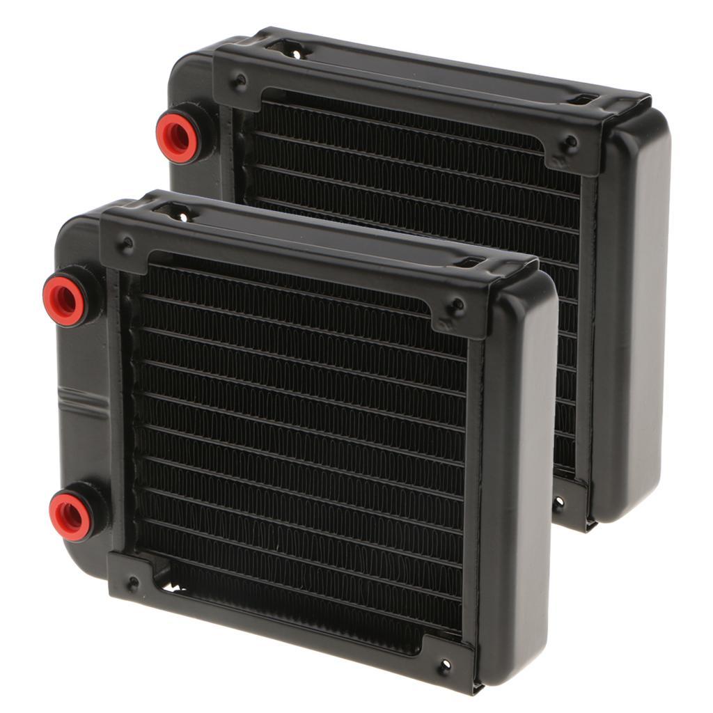2x G1/4 10 Pipe Aluminum Heat Exchanger Radiator PC CPU Water Cooling 120mm
