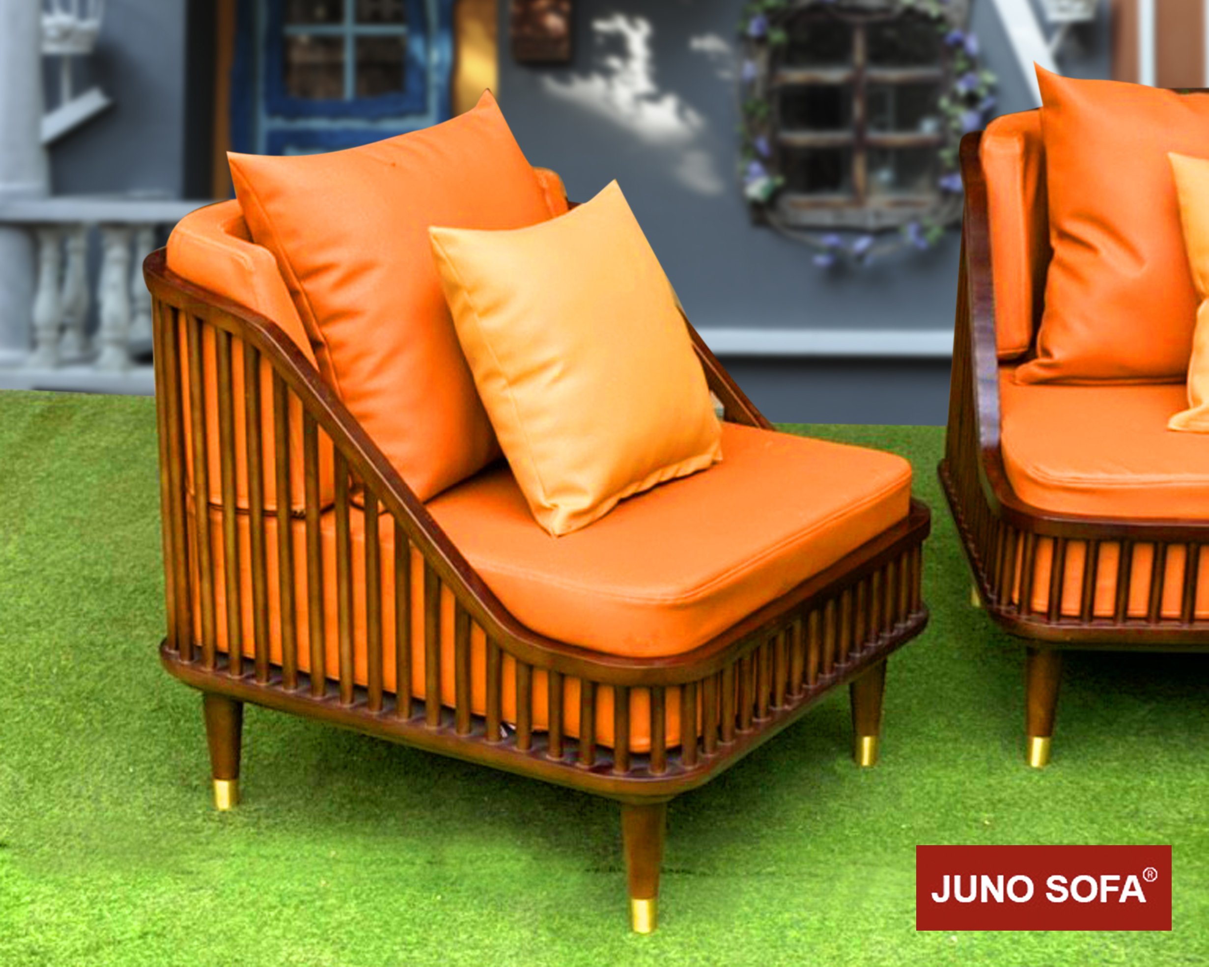Bộ sofa Cao Cấp Bắc Âu Juno Sofa. băng 1m8, 2 đơn, đôn và bàn