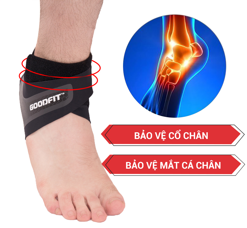 Băng mắt cá chân với chất liệu dẻo dai, đàn hồi, co dãn 4 chiều, siêu mỏng - Giúp bảo vệ cổ chân, mắt cá - Hàng chính hãng GOODFIT