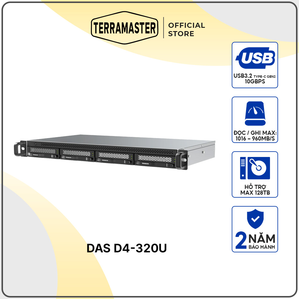 Thiết bị DAS TerraMaster D4-320U 4-bay hàng chính hãng
