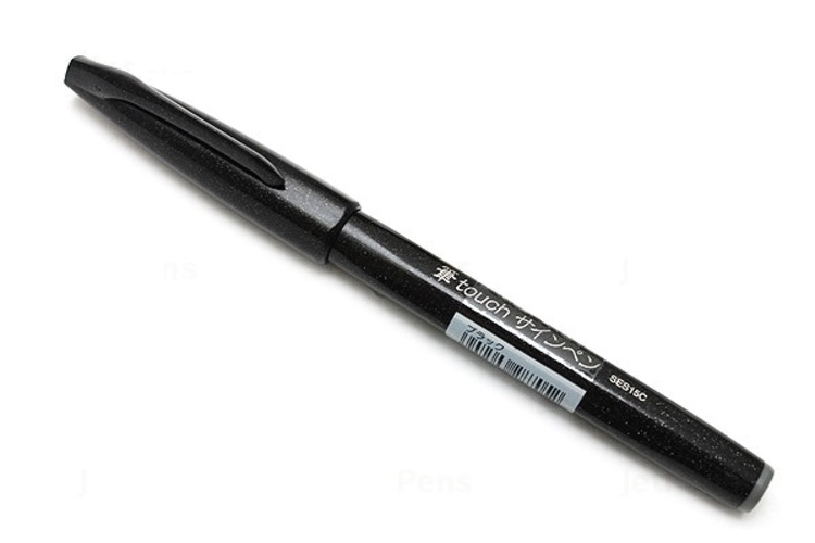 Bút lông viết chữ calligraphy Pentel Fude Touch Brush Sign Pen - Màu đen (Black)
