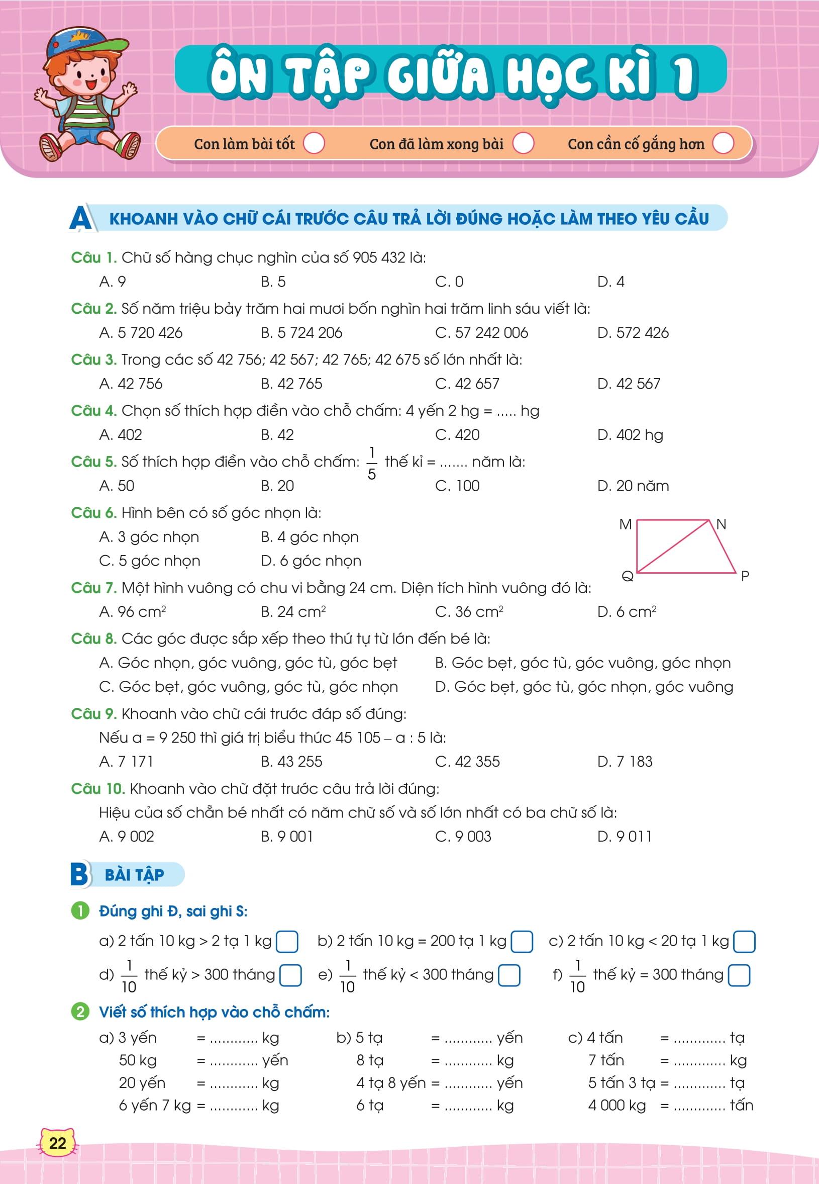Phiếu Bài Tập Cuối Tuần Toán 4