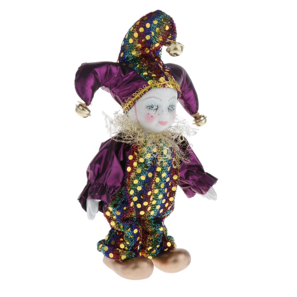 16cm Triangel Doll Standing Clown Doll Clown Figure Porcelain Jester Doll with Outfits for Kids Children Christmas Gift