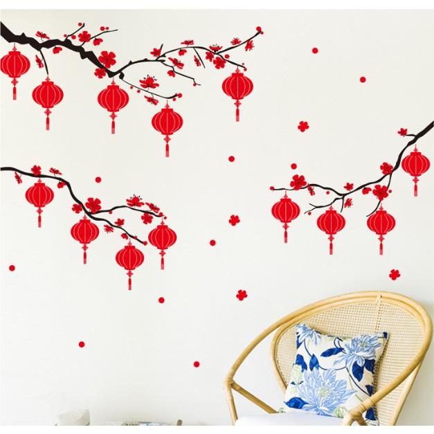 Decal Dán Tường Lồng Đèn Hoa Tết